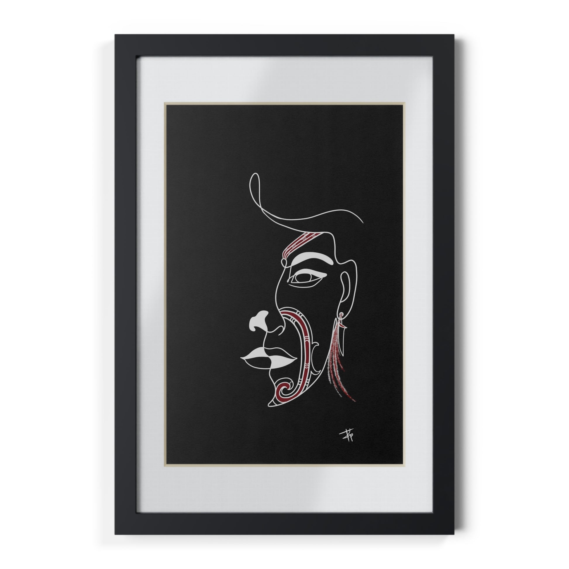 Black and White Tane/Male - Maori One-line Design Wall Art